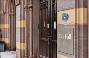 An up close of City Hall from the front steps.